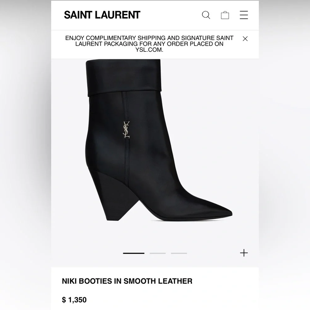 Yves Saint Laurent Black Pointed-Toe Folded-Cuff Leather Ankle Boots